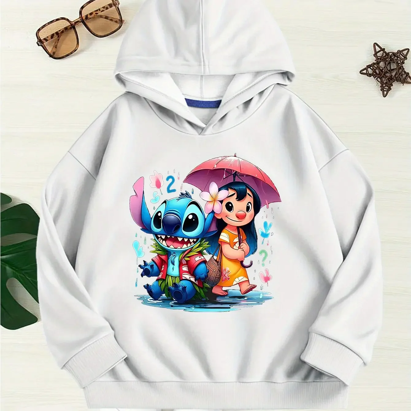 

Disney Kids Casual Long Sleeve Hoodie Cute Stitching and Lilo Design Comfortable Fit Casual Sweatshirt for Fall and Winter