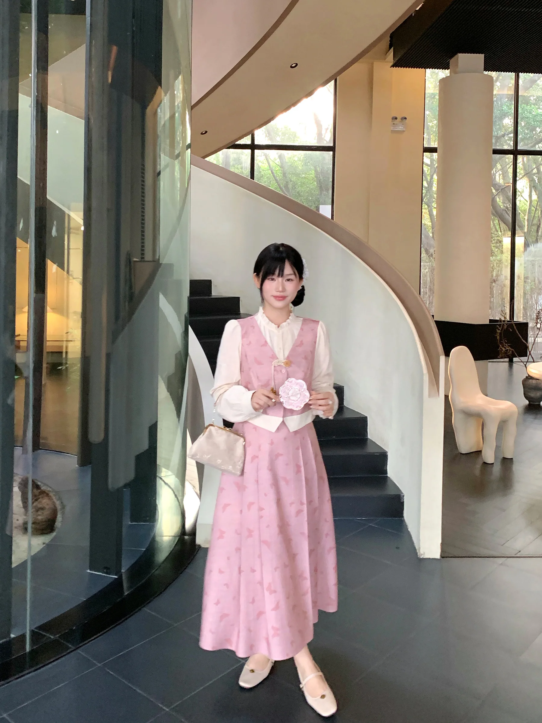 

Print Long Dr Chinese Sle Women's Faion Spring New Loose Fit Gown Waist Cinched Poly Fiber Soft Fabric