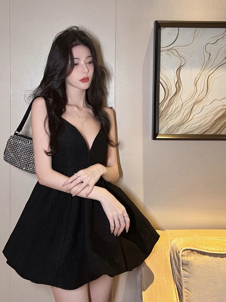 

Sexy Bal V-Ne Strap Dr Bla Dr for Par Wedding Anniversary Birthday ort A-Line Skirt Sle High Waist