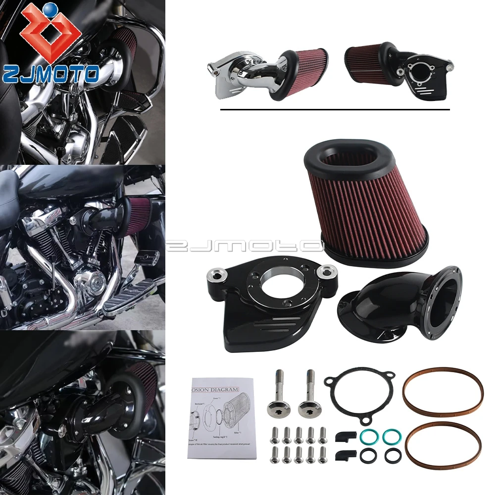 Motorcycle CNC Air Filter Oval High Flow Air Cleaner Intake Replacement For Harley Softail 2018-2024 Touring Freewheeler 2017-Up