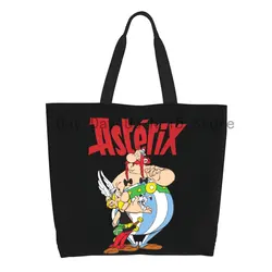 Recycling Asterix And Obelix With Idefix Shopping Bag Women Canvas Shoulder Tote Bag Durable Manga Grocery Shopper Bags