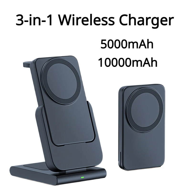 

3 in 1 Wireless Charger Magnetic Power Bank For Apple Watch 10000mAh Auxiliary External Spare Battery For iPhone Airpods