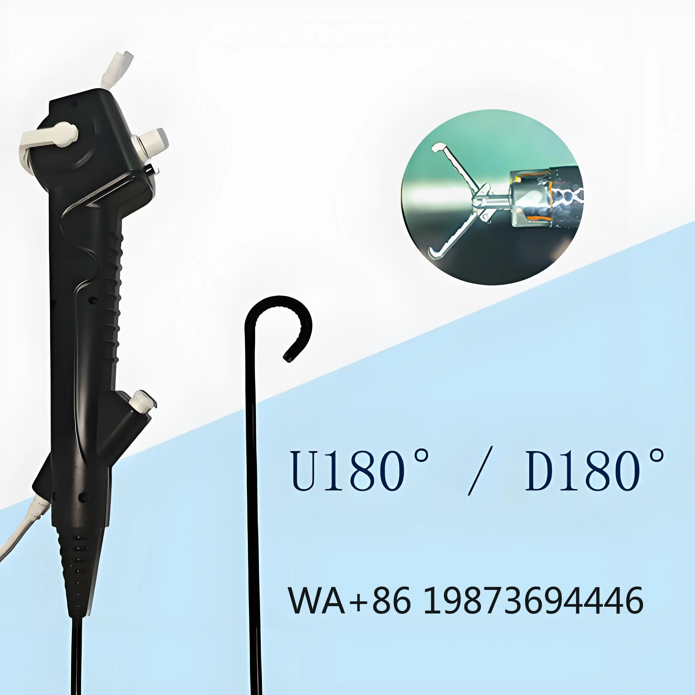 3.8mm Flexible  Laryngoscope 180 Degree View Nasopharyngoscope 400*400p HD for Veterinary  Detection