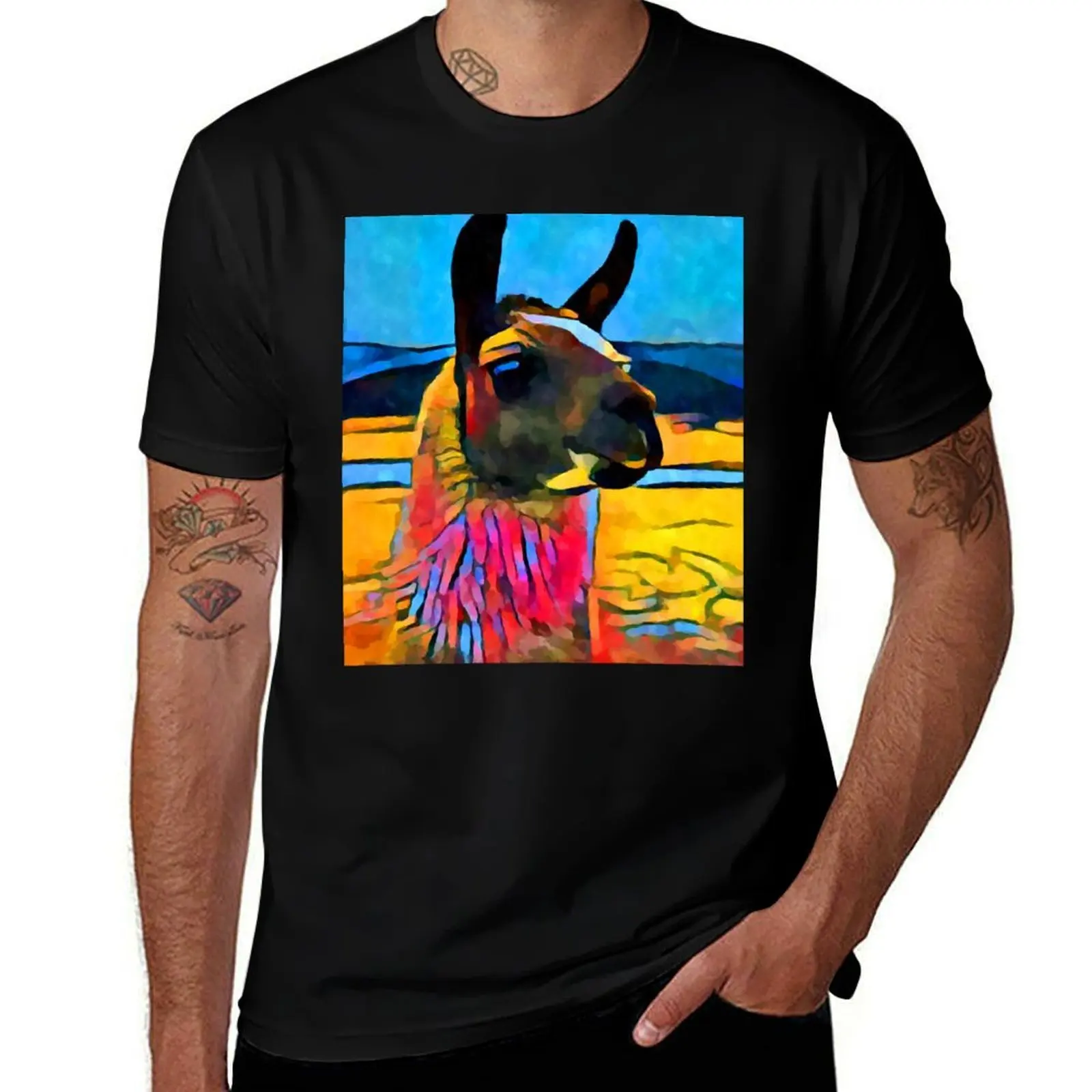 Llama T-Shirt Work Daily Short Sleeve Top T-Shirt