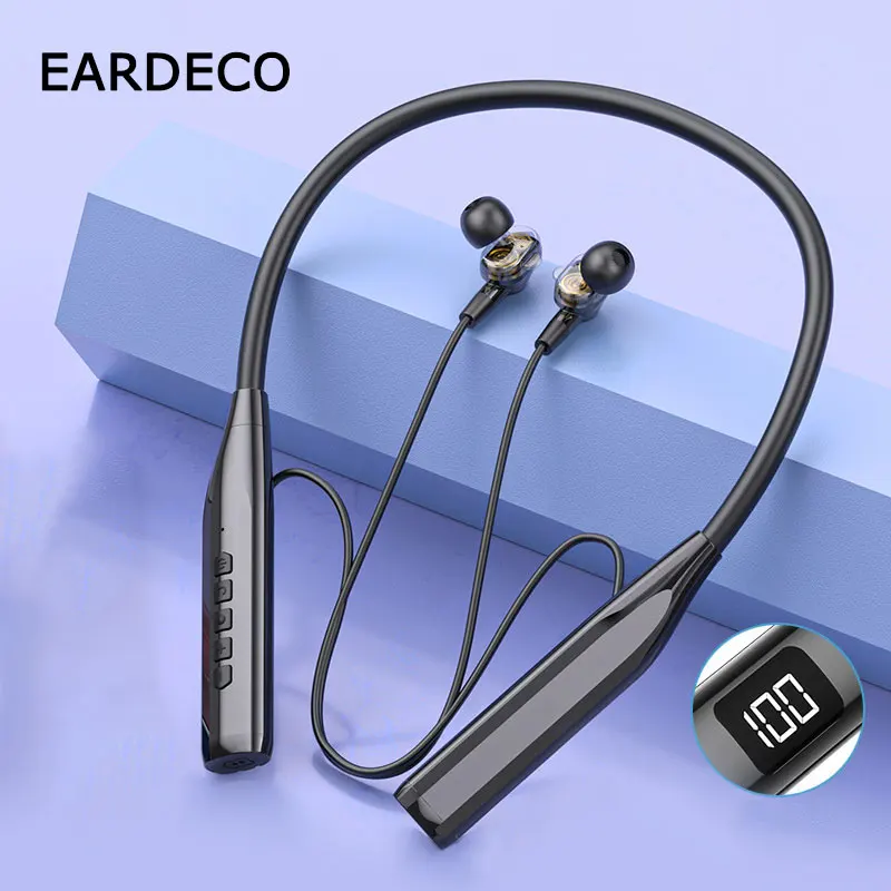 EARDECO 4 Speakers Wireless Headphones Super Bass Bluetooth Neckband Earphones Stereo V5.2 Hifi Headphone ENC Noise Reduction