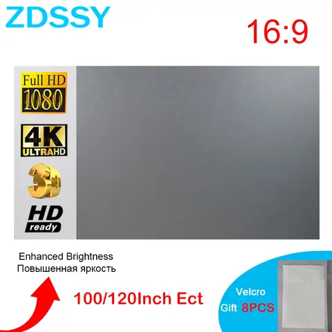 ZDSSY Fabric Projection Screen Roll Up 100 120 Inch Projector Reflective Beam Screen Portable Cloth For XGIMI H3 H2 YG300 Xiaomi