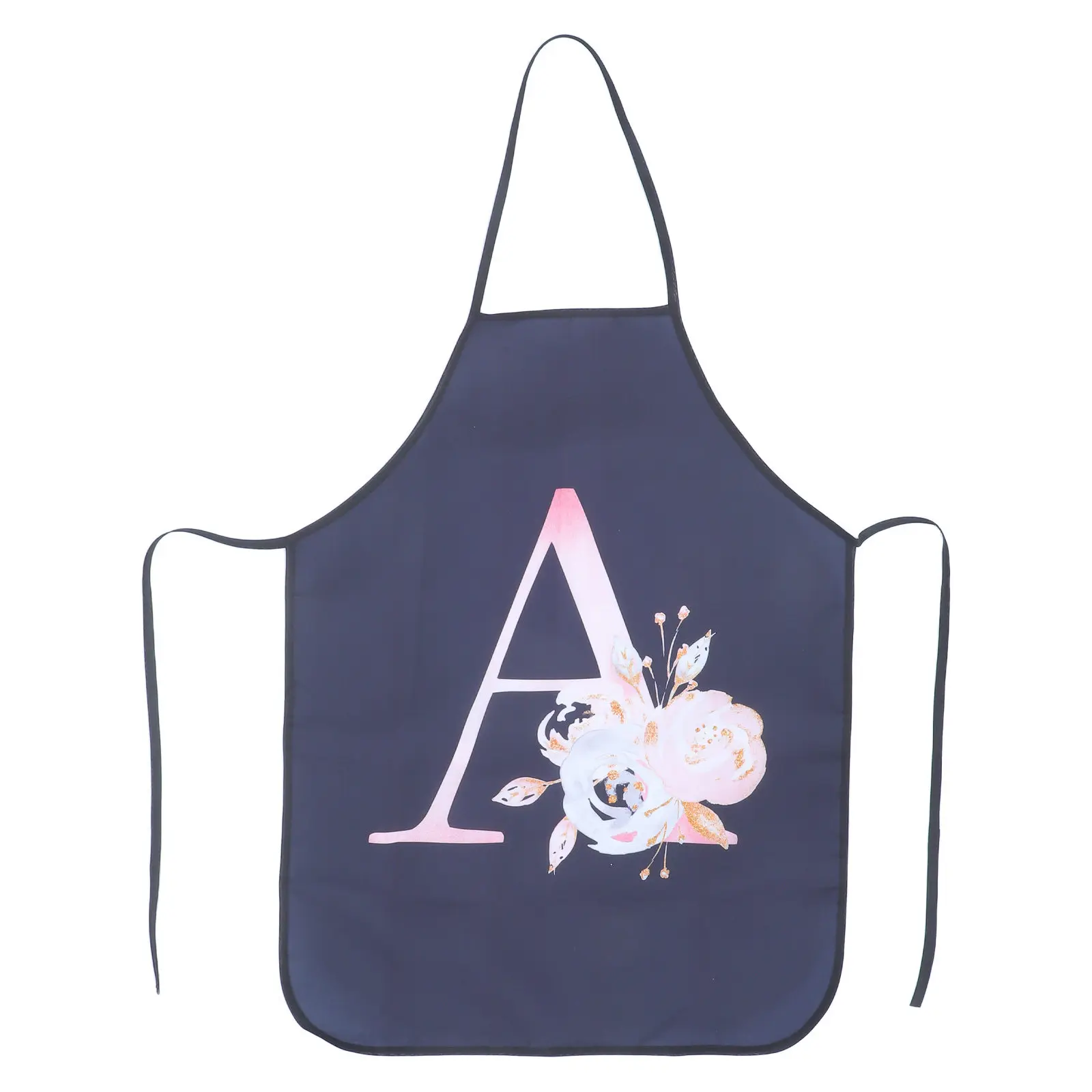 Waterproof Kitchen Apron Floral Oil Proof Bib Washable Neck Hanging Halter Style for Cooking Baking Barbecue Dishwashing