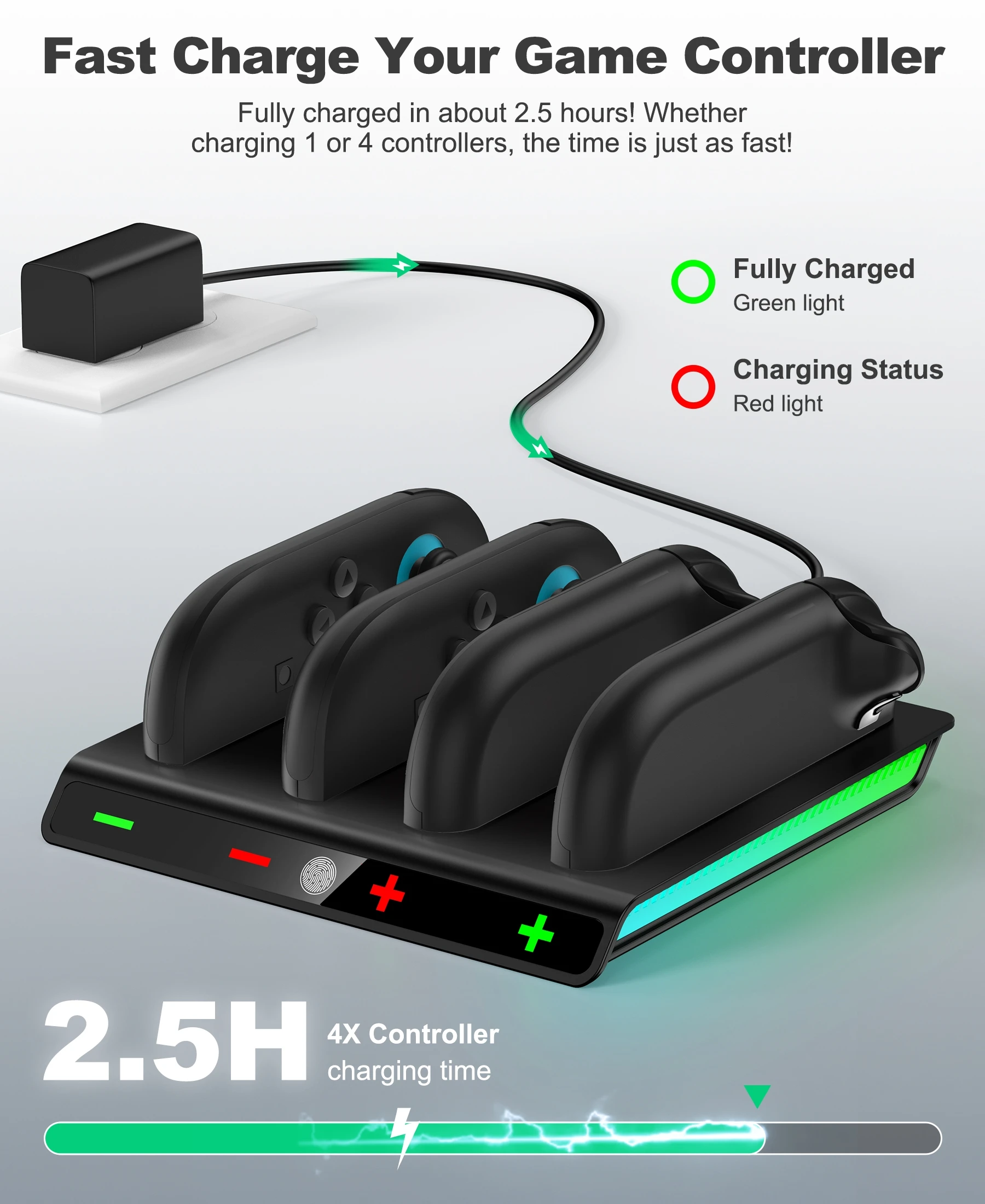 BEBONCOOL Charging Dock for Switch 2 Joy Con & OLED Model  Charging Station  Charger for Switch 2 OLED Control - view 3