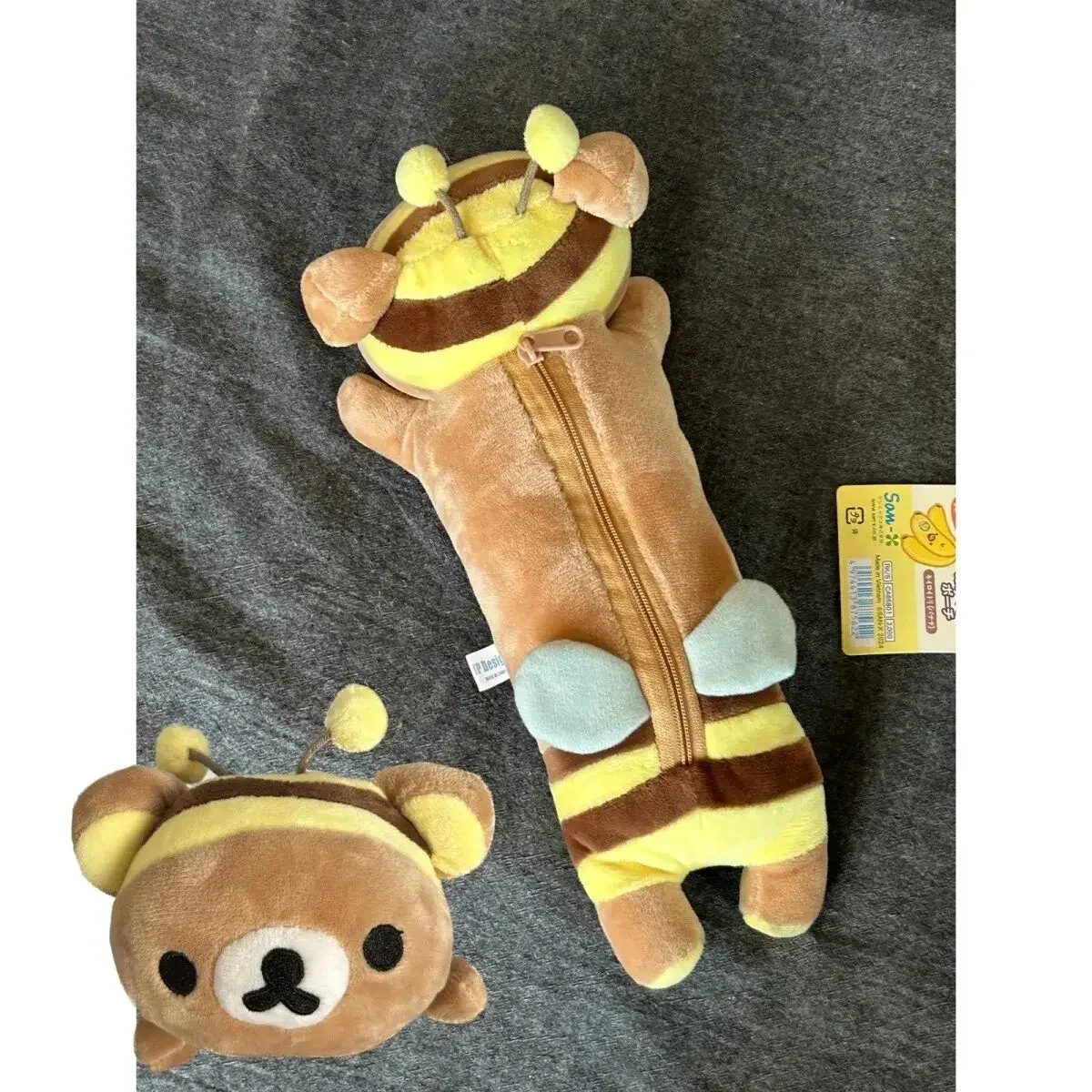 Estojo de Lápis de Pelúcia Fofo Rilakkuma Abelha Kawaii Urso, Bolsa de Papelaria Macia, Material Escolar para Estudantes e Meninas