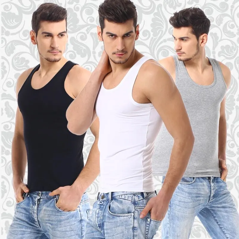 1/3 Piece Men's Cotton Breathable Foundation Joker Black And White Vest Youth Thin Slim Fitness Sports Running Breathable Top