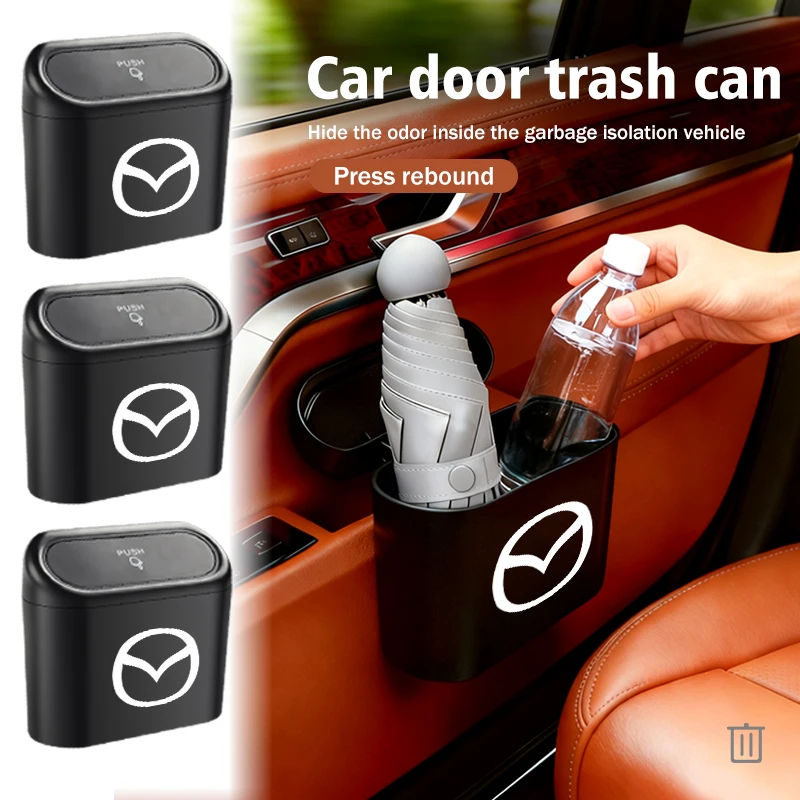 Poubelle de rangement pour porte de voiture, en ABS, avec couvercle à poussoir, pour Mazda 3 CX3 CX4 CX5 CX7 CX8 CX9 CX30 RX7 Atenza Axela
