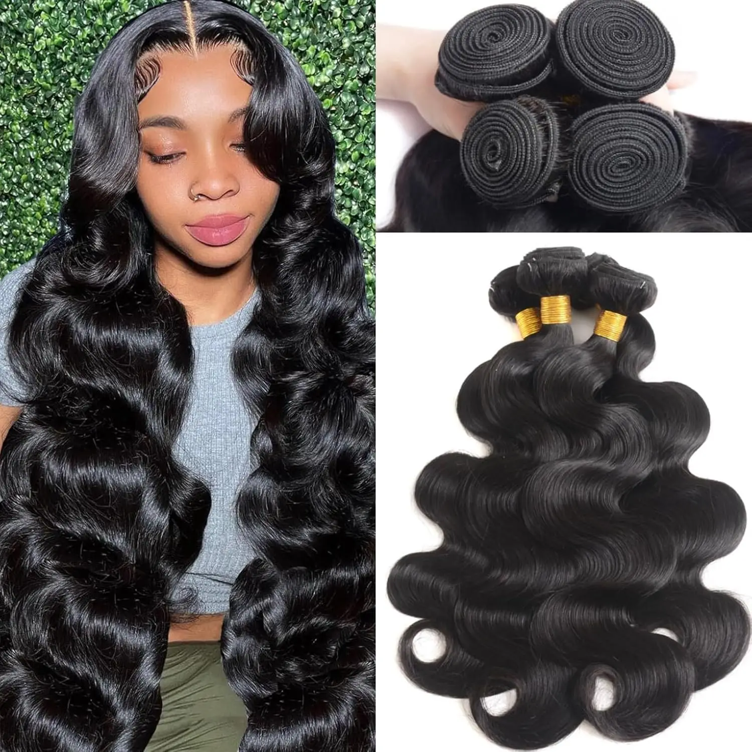 Ulrica Brazilian Virgin Hair Weave Bundles Human Hair Body Wave 3 4 Bundles Deals Real Human Hair Extensions Natural Black Color