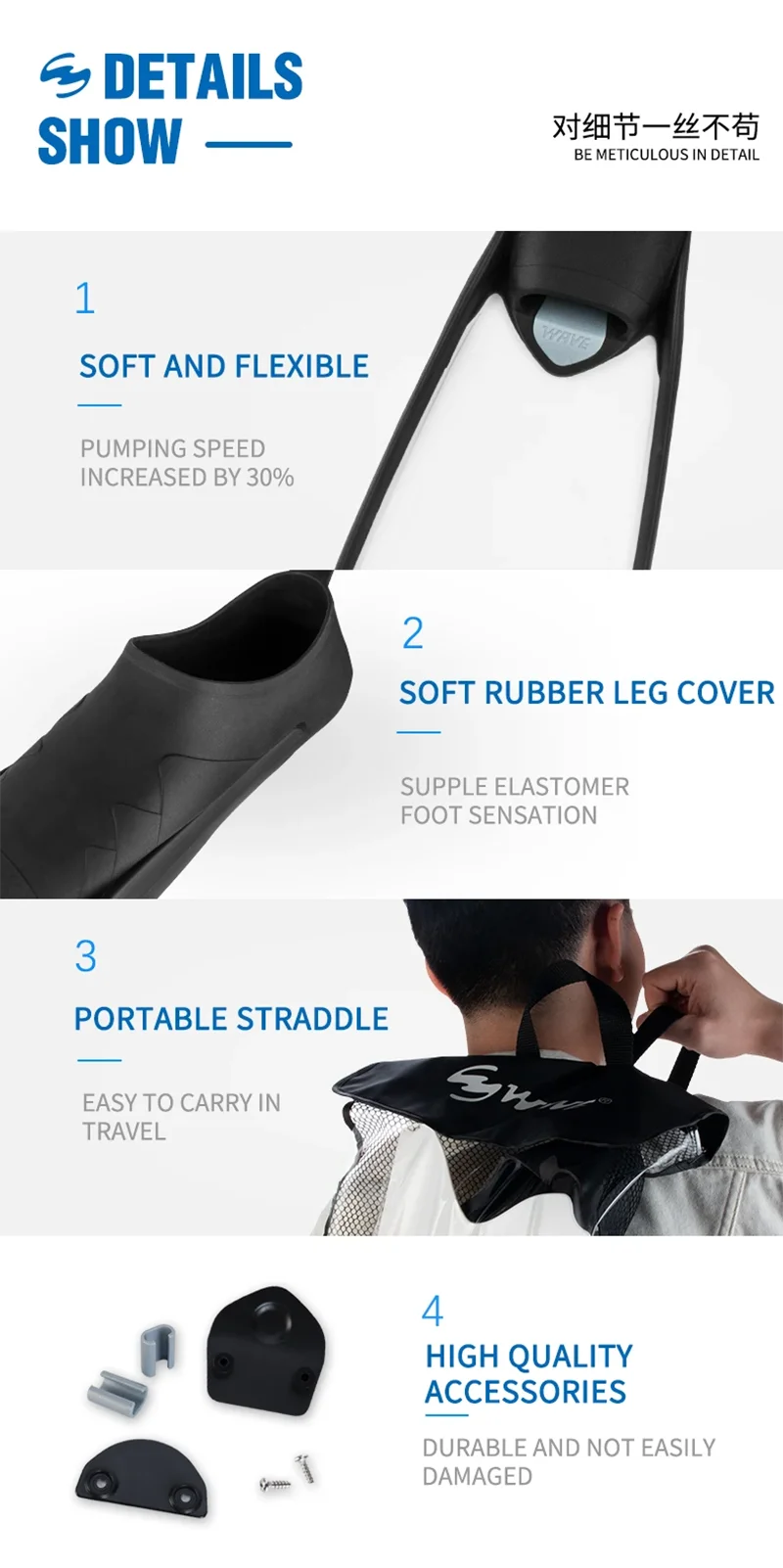 Professional Spearfishing Freediving Flippers & Low Volume Mask Set, Anti-skid ,Scuba Long Diving Fin, With Silicone Straps