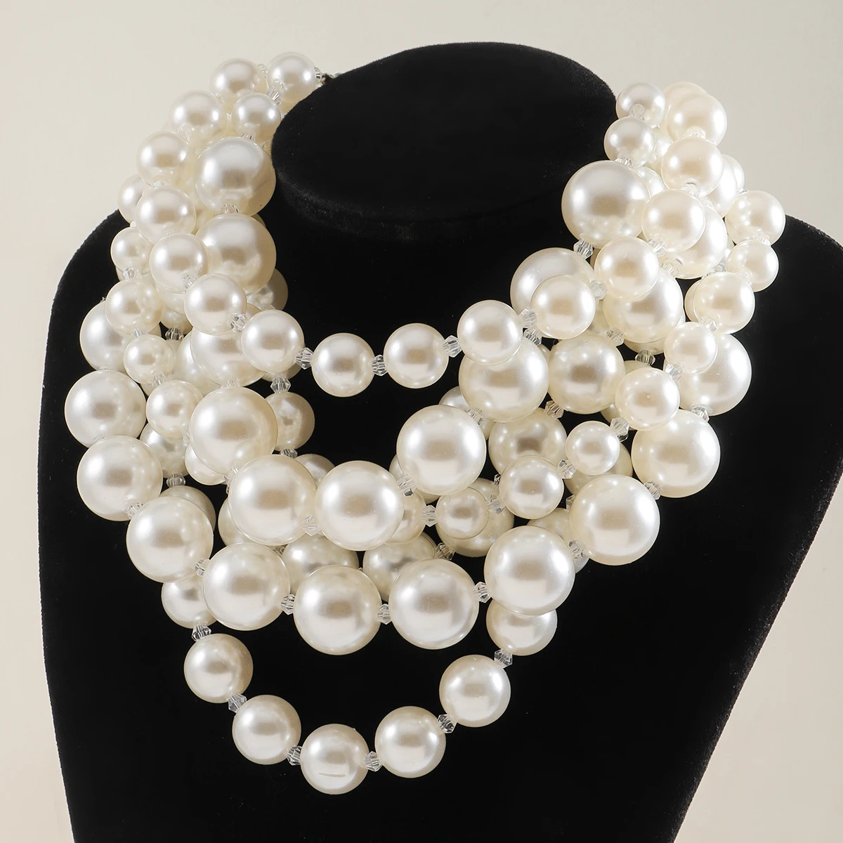 Exaggerated necklace imitation pearl necklace Elegant multi-layered pearl necklace wedding banquet party accessories for Women