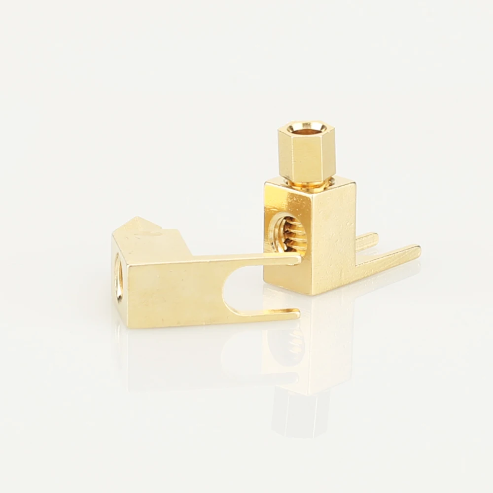 4pcs Hi-Fi Gold Plated Spade Fork Banana Plug Right Angle Y Connector For Mcintosh Fisher Eico Adapter