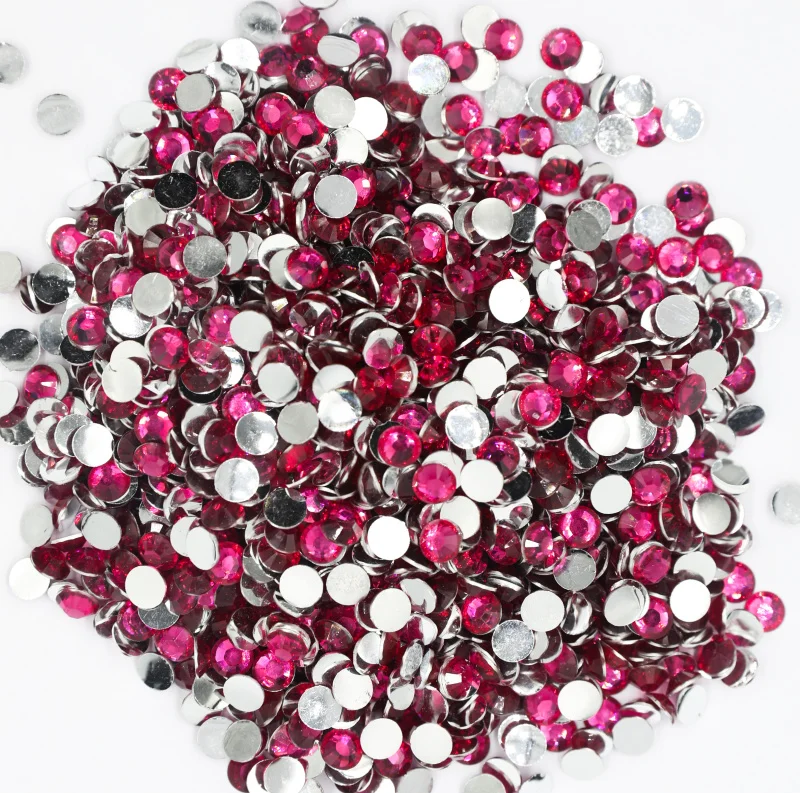 

Dark Rose Color 3,4,5,6mm Flatback стразы Resin Non hotfix Rhinestones in Bulk Package Plastic Nail Art Decoration for Garment