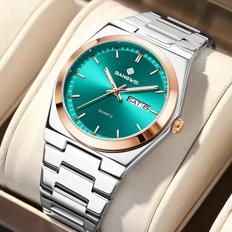 

BANGWEI Топ Роскошные Мужские Часы Модные Кварцевые Наручные Часы Спортивные Водонепроницаемые Светящиеся Часы Даты Неделя Мужские Reloj Hombre