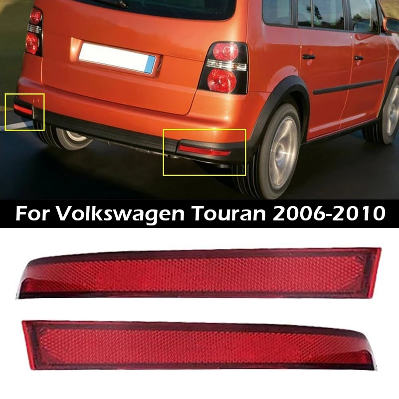 1/2pcs Red Lens Car Rear Bumper Light Reflector for Volkswagen Touran 2006-2010