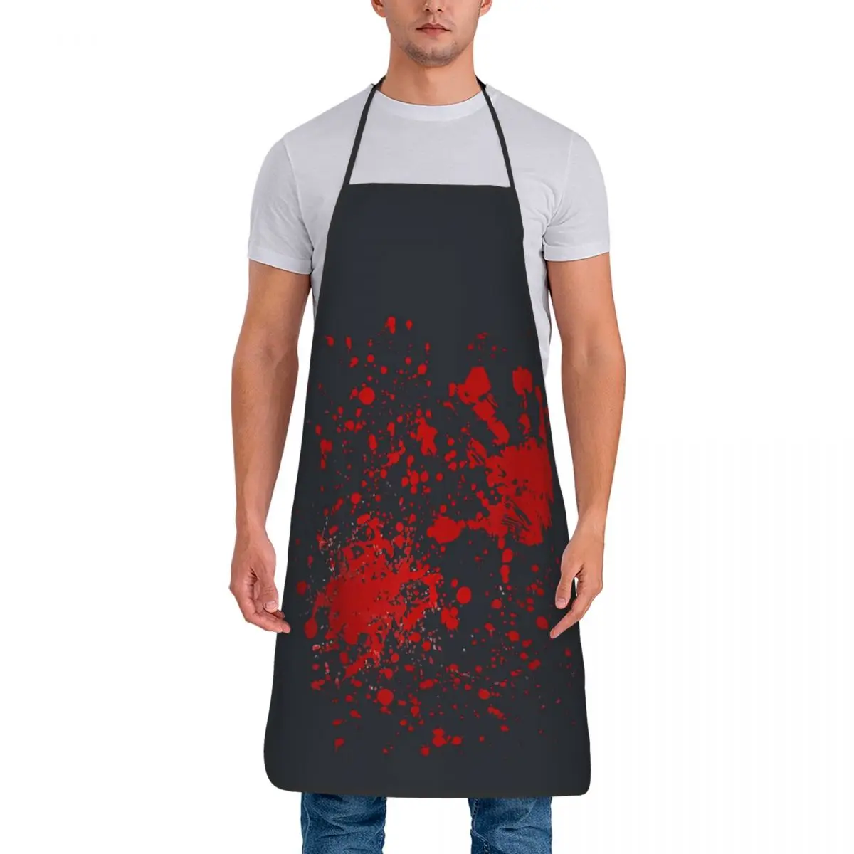 Custom Bib Halloween Aprons for Men Women Unisex Adult Chef Kitchen Cooking Bloody Wood Tablier Cuisine Painting