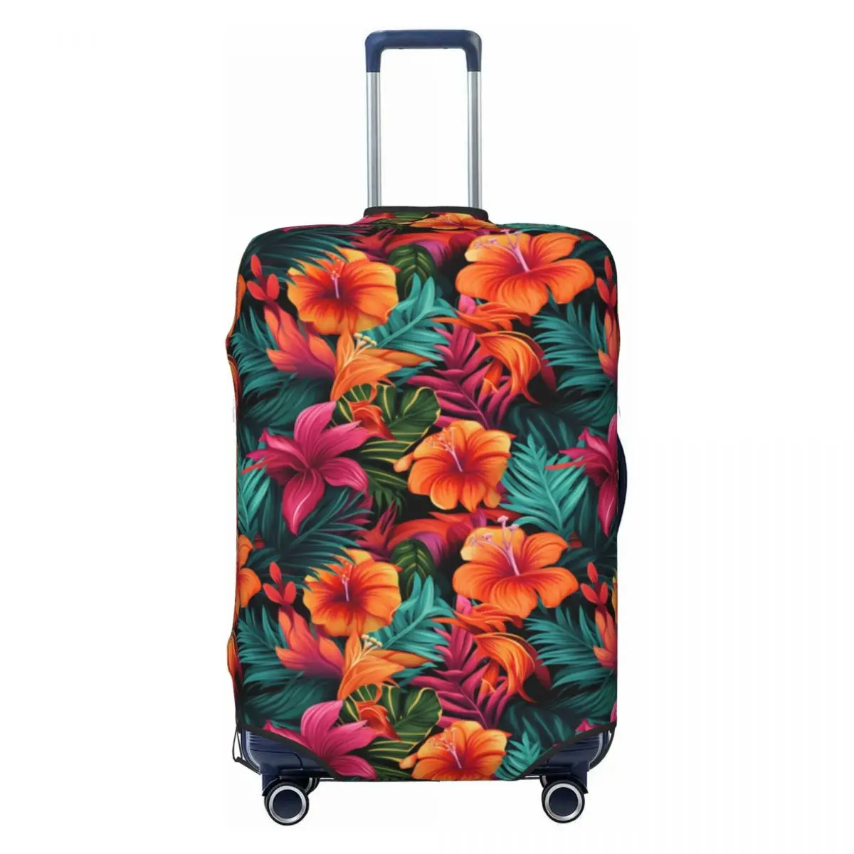 Funda para maleta con flores de vibraciones tropicales, ilustración, bosque, helecho, vacaciones, viajes, extensible, suministros de equipaje,