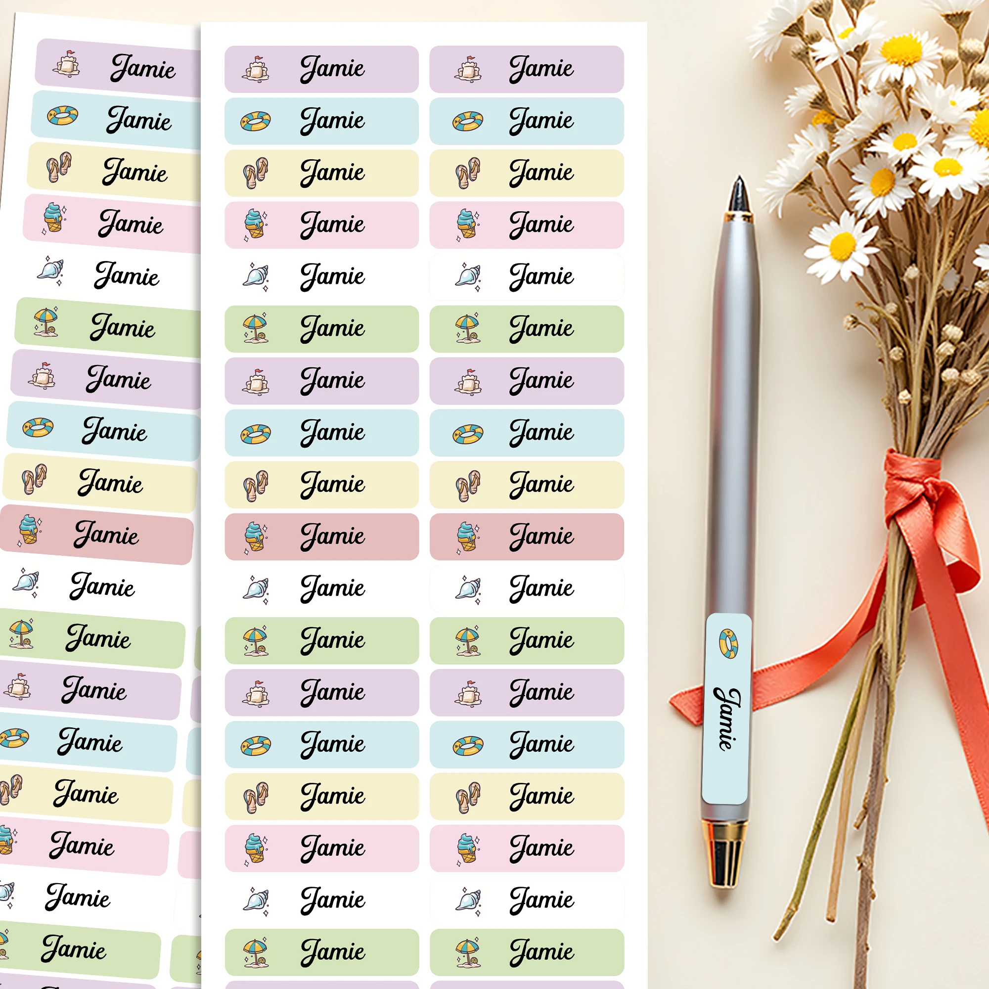 Spersonalizowane etykiety z nazwą szkoły na święta, wodoodporne naklejki na zamówienie dla dzieci, artykuły papiernicze, wielojęzyczny projekt do rękodzieła DIY.