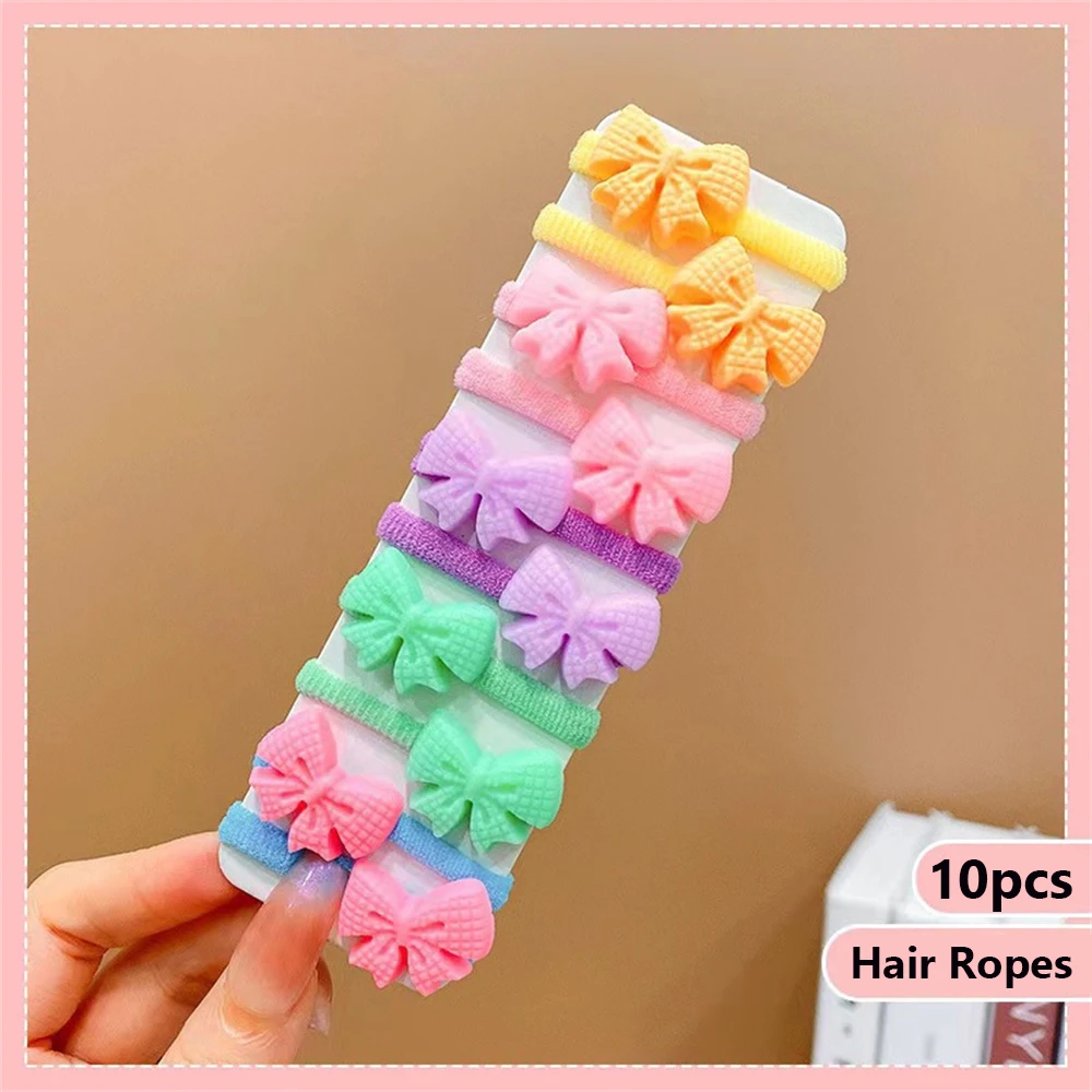 10 Teile/satz Für Kinder Nette Hohe Stretch Stirnband Haar Seile Kleines Mädchen Candy Farbe Trendy Haar Kreis HeadwearHair Zubehör