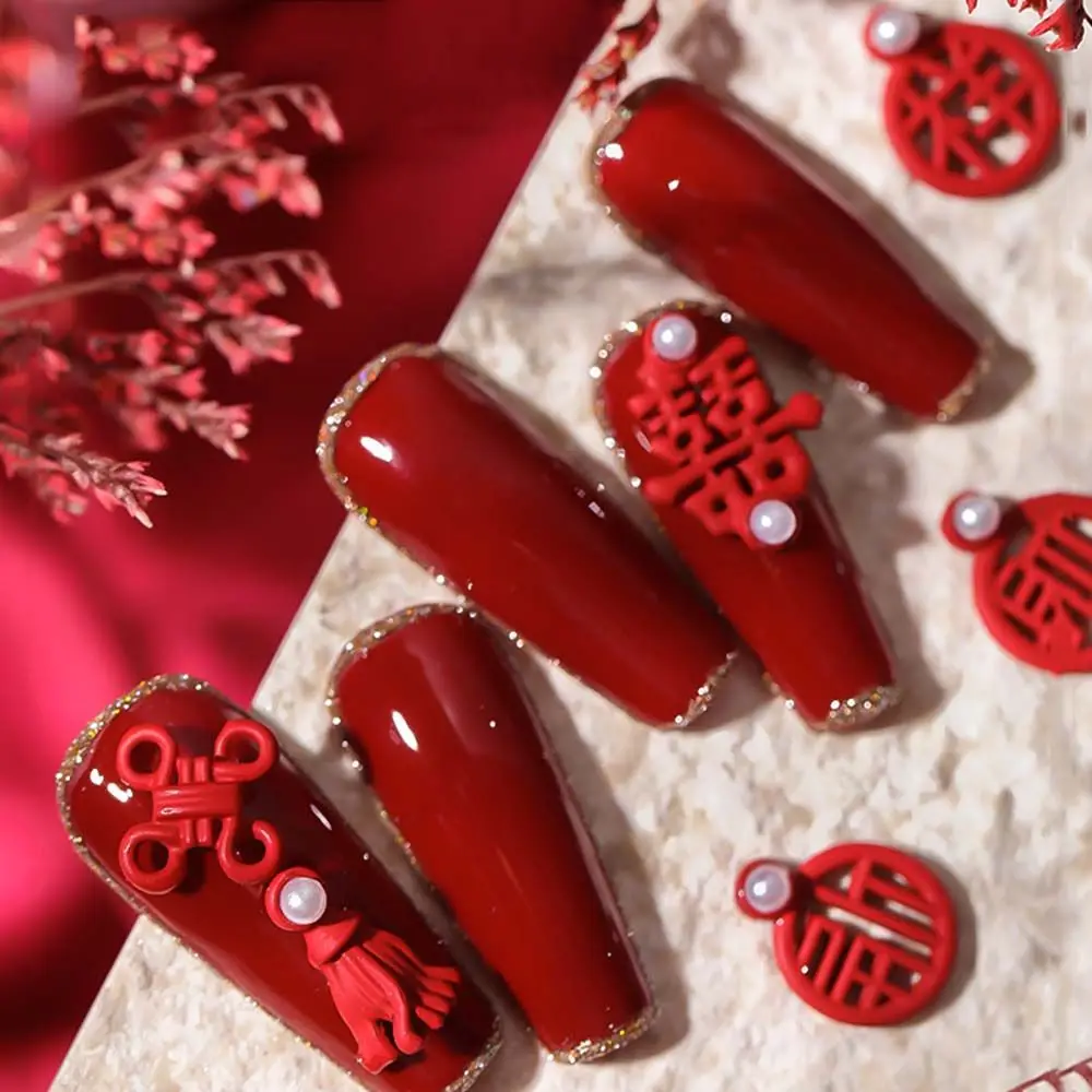 Ferramenta de manicure estilo chinês auspicioso fortuna arte do prego liga jóias ornamentos pérola diy decoração do prego ano novo arte do prego