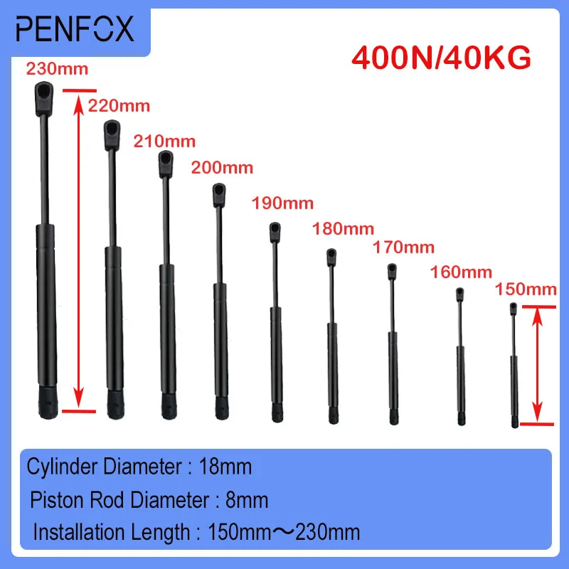 범용 스트럿 바 가스 용수철 지지대 부트 보넷, 자동차 캐러밴 도어 윈도우 해치 보트 버스, 150mm-230mm, 40kg, 400N, 90LBS, 1 개
