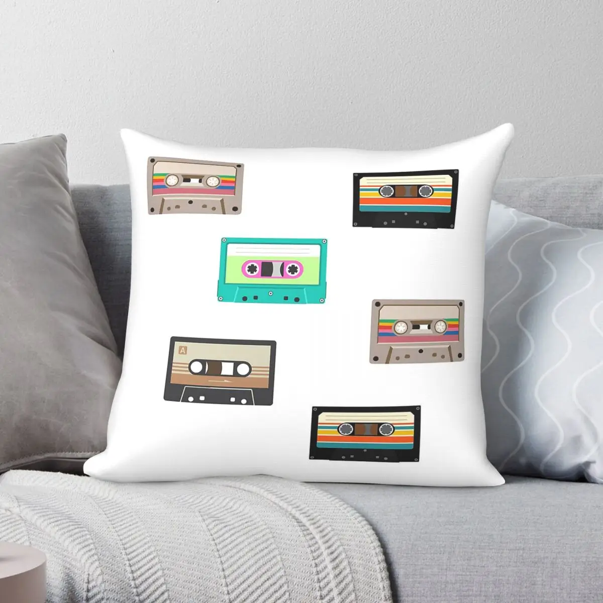 Retro Cassette Tape Pillowcase Polyester Linen Velvet Creative Zip Decorative Pillow Case Car Cushion Cover 45x45
