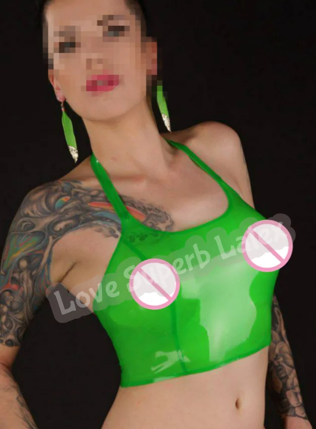 

Handmade Woman Latex Halter Top Latex Vest Lingerie Sexy rubber latex tank tops