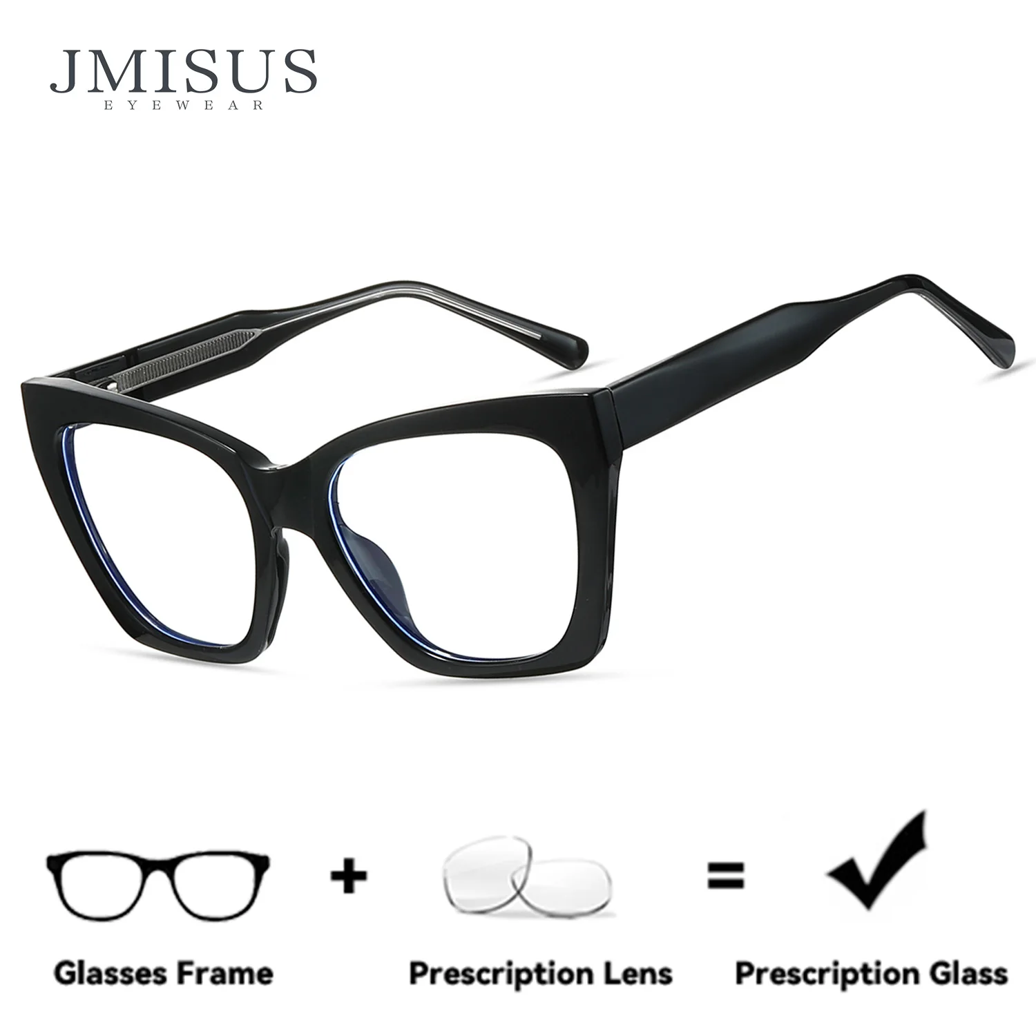 

JMISUS Handmade Acetate Square Prescription Glasses Women Anti-Blue Ray Progressive Butterfly Multifocal Eyewear