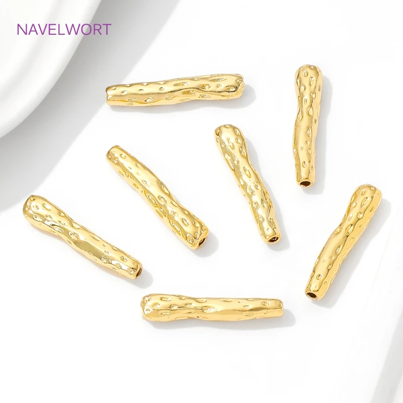 18K Gold Plated Irregular Long Strips Beads Separators,Brass Spacers Bead For Jewlery Making DIY Bracelet Making Accessories image 4