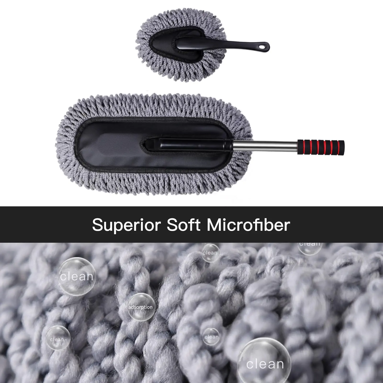 3PCS Cleaning of Car Dust Collectors and Cleaning Brushes for Car Dashboard External Dust Long Telescopic Handle Cleaning Brush