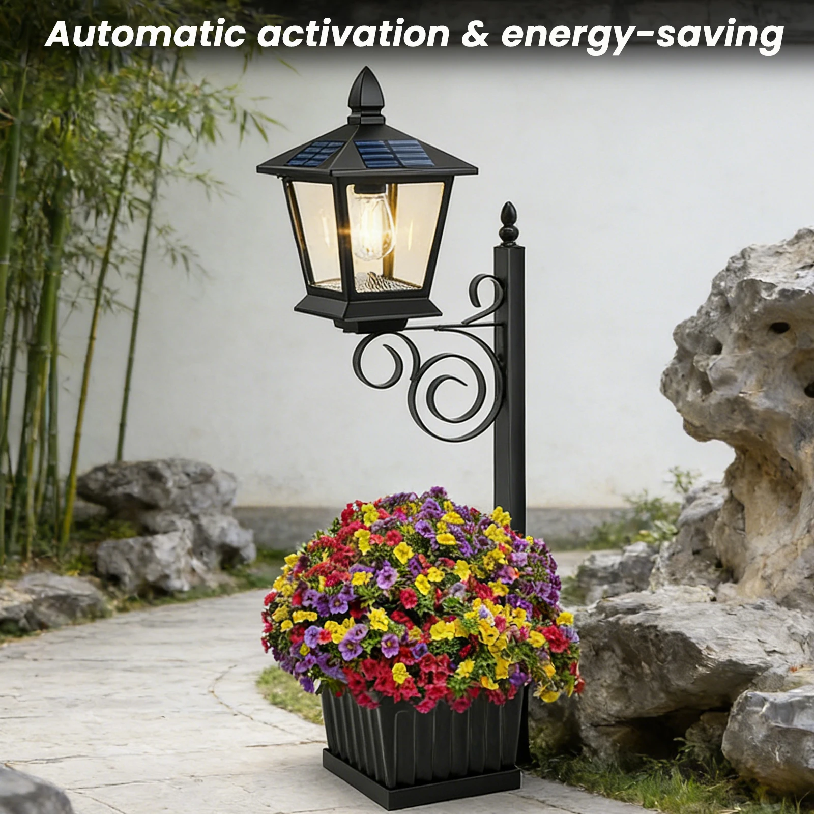 Outdoor Lighting Front Yard - 2-in-1 Solar Planter Lamp 8-10 Hrs