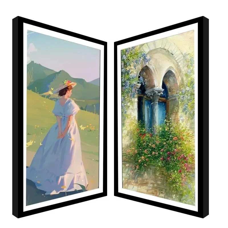 27 Inch Private Gallery Frames Picture Anti-Glare Matte Wall Mounted Canvas Wooden Art Lcd Digital Photo Frame for Decor Gifts