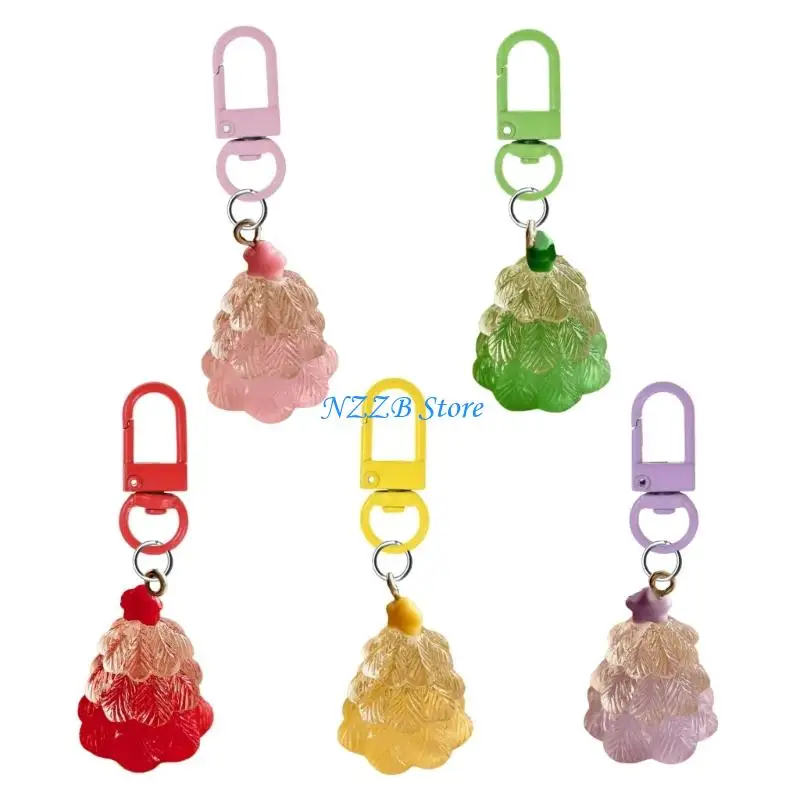 

T21F Miniature Christmas Tree Pendant Chain Multicolor Resin Keychain Party Decoration For Backpacks Gifting