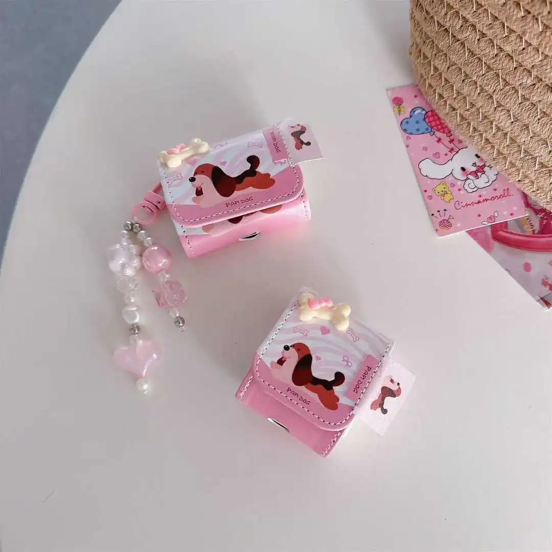 Etui na AirPods 1 4 3 2 Pro 2 AirPods Pro3 2025 Nowe Skórzane Etui z Kreskówkowym Psem Niedźwiedziem Kotem Myszką Motylem Gwiazdą Pokrowiec na Słuchawki z Paskiem