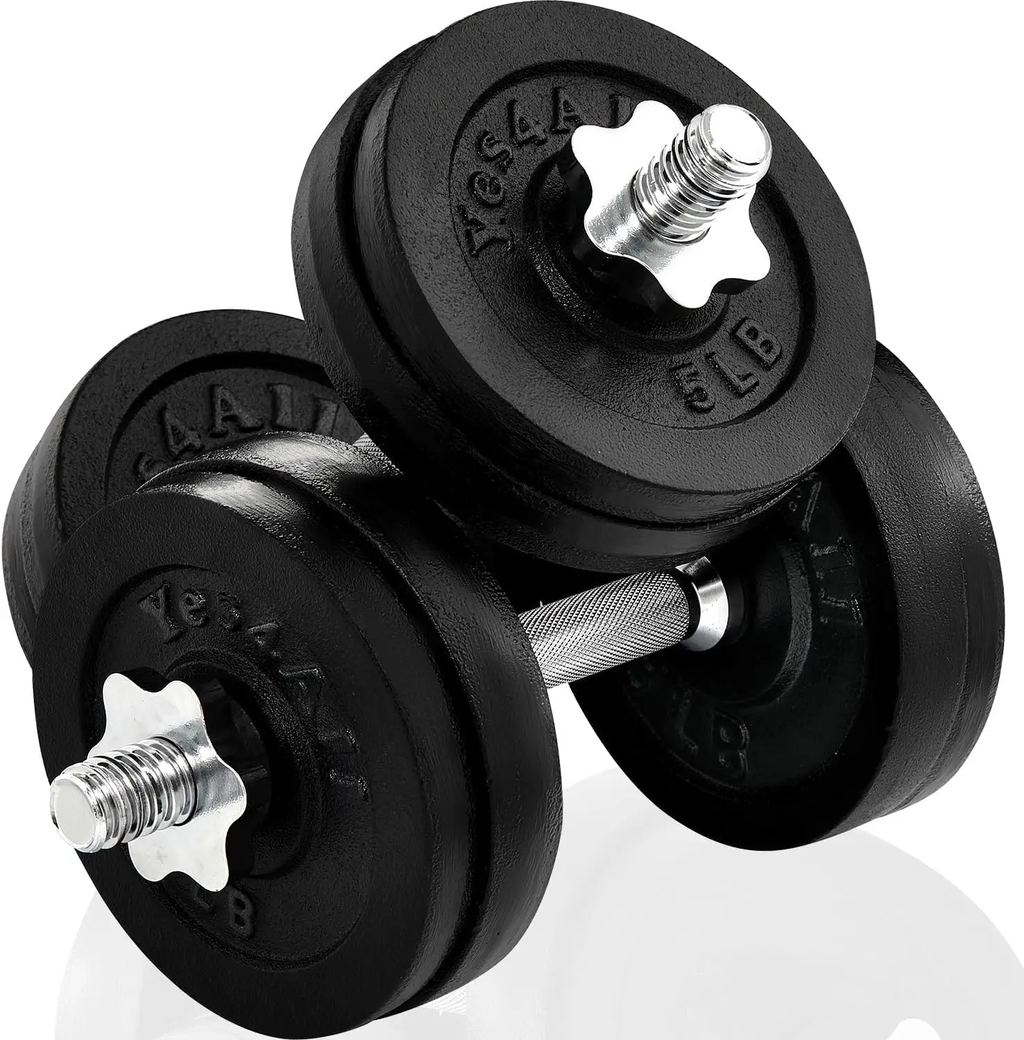 Dumbbell Set with Weight Plates/Connector - Exercise & Workout Equipment - Size Options 40lbs to 200lbs