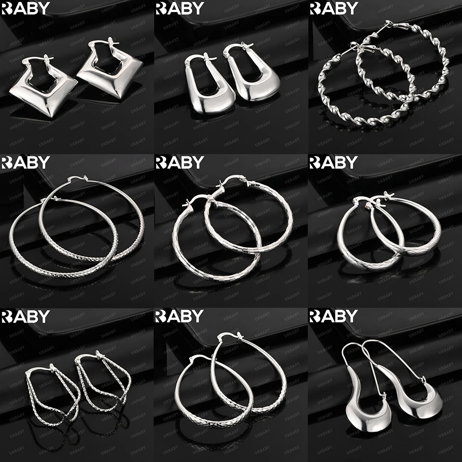 

URBABY 925 Sterling Silver Design Earrings Hoop Earrings For Women Creativity Gifts Street All-match Party And Daily Wear