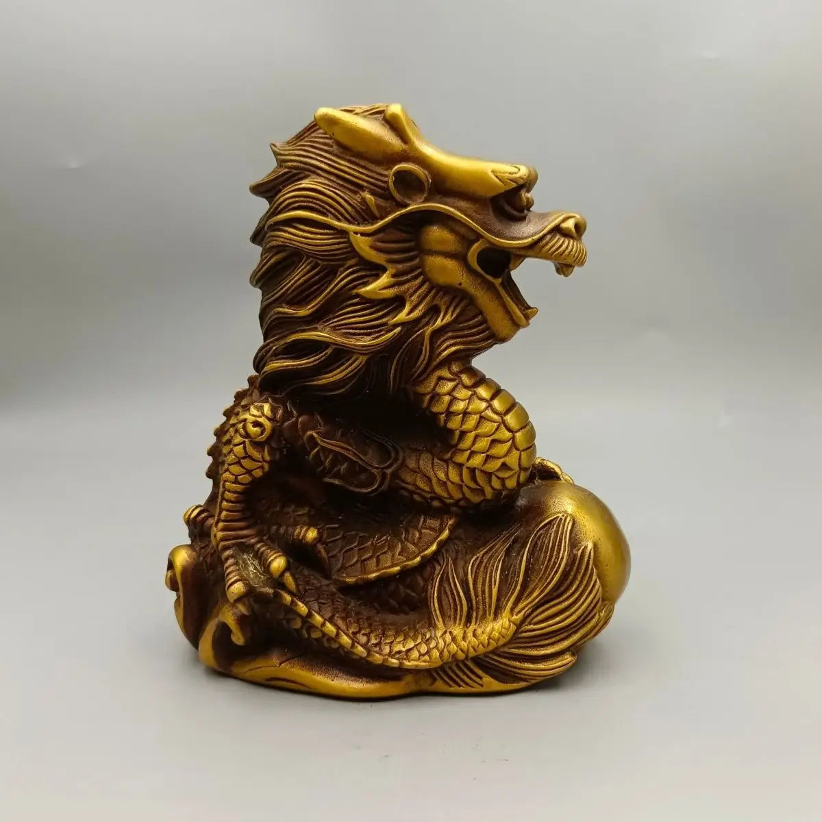 Bronze dragon ornaments, zodiac dragon mascots, green dragons, Hanlong home crafts ornaments