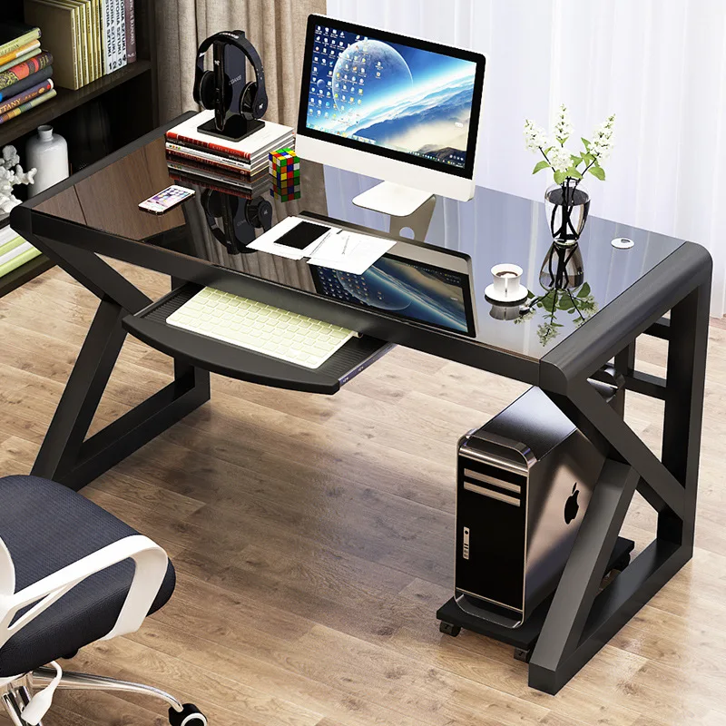 AOLIVIYA 1.2m/1.4m Computer Desktop Table Simple Modern Economical Desk for Home Use Simple Tempered Glass Computer Desk