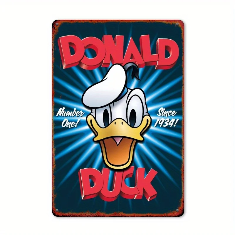 , Vintage Metal Tin Sign, Retro Wall Art, Classic Cartoon Decor for Game Room, Bar, Club, Iron Material, Collectible Plaque, R