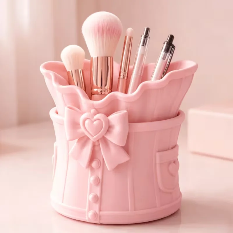 Dual-Purpose Desktop Creative Storage Box Office And Vanity Organizer Pen Holder Makeup Desk Organizer