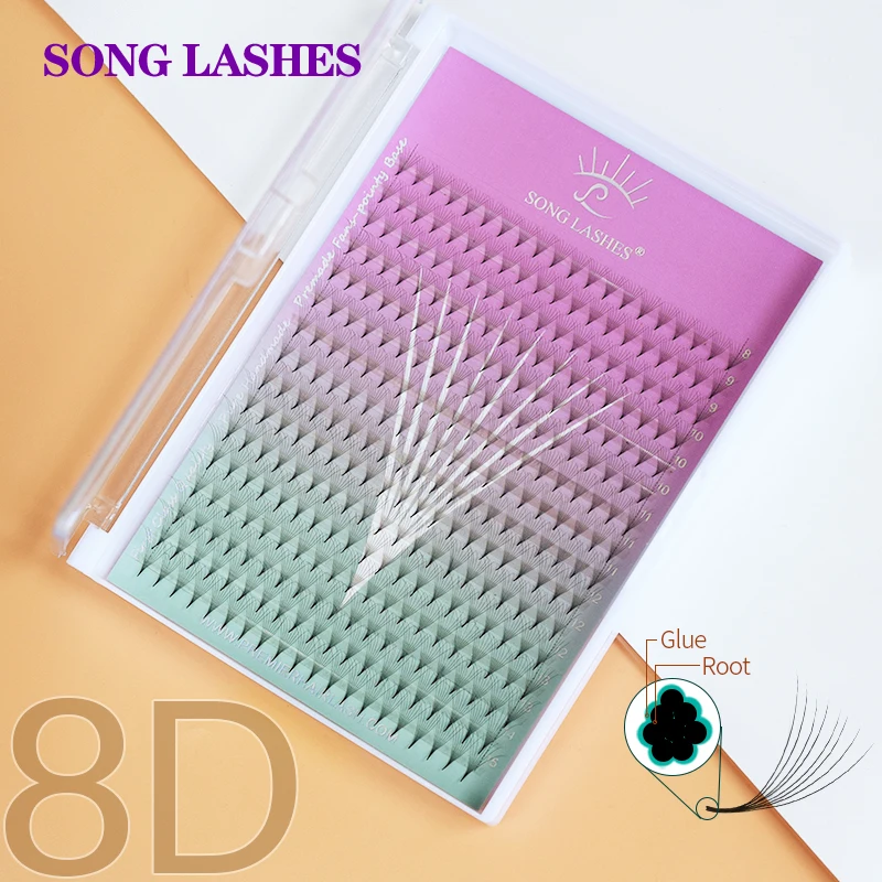 Songlashes Mega Tray Premade Narrow Volume Fan Korean PBT  Ultra Dark Pointy Base Promade Fans Eyelash Extensions Supplies