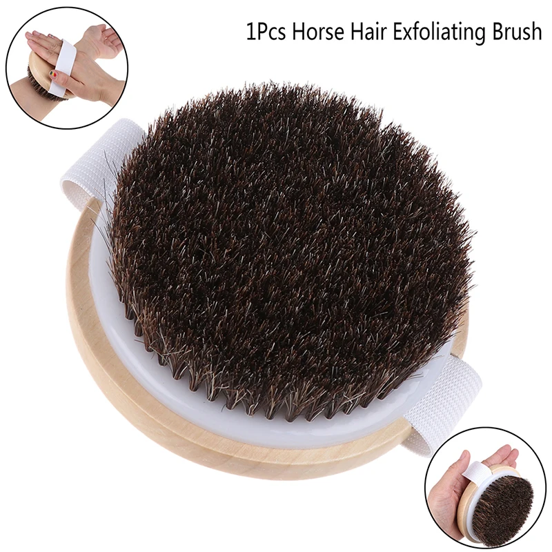 

1pcs Wood Natural Horse Hair Bath Body Brush Cellulite Shower Dry Skin Exfoliation