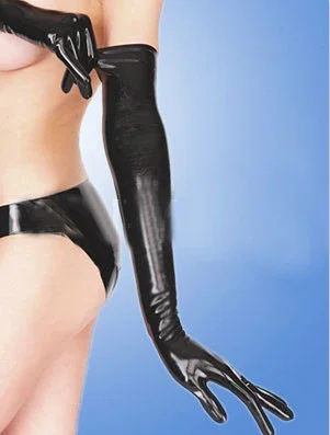 Hot Sale Sexy Black Long Natural Latex Gloves Unisex Adult Seamless Rubber over Elbow Cosplay Gloves for Adults