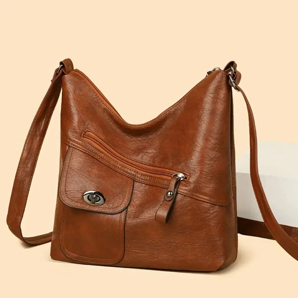 

Medium Large Capacity Soft Leather Women Crossbody Bag Trendy Mom Bag Daily Match PU Material Ladies Leather Messenger Bags