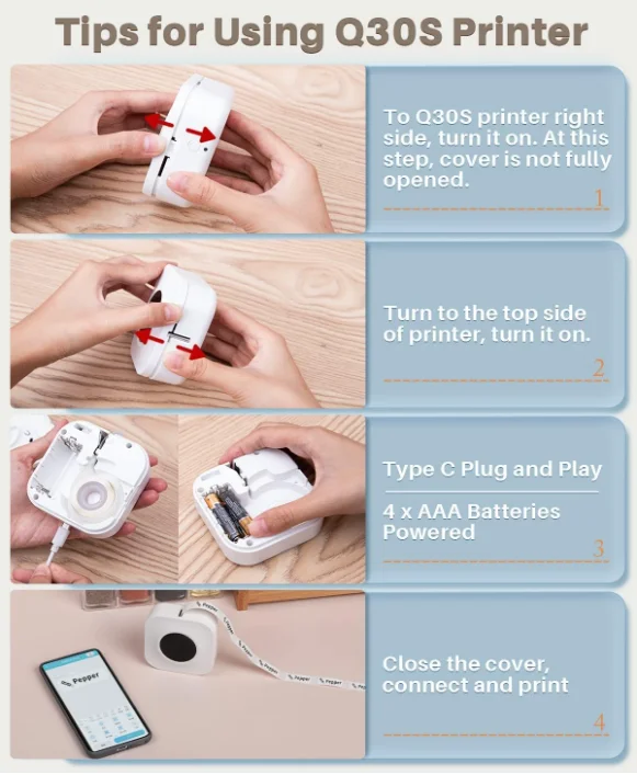 Q30S Mini Label Maker  Handheld Wireless Thermal Labeler Printer Cute Label Maker for Home