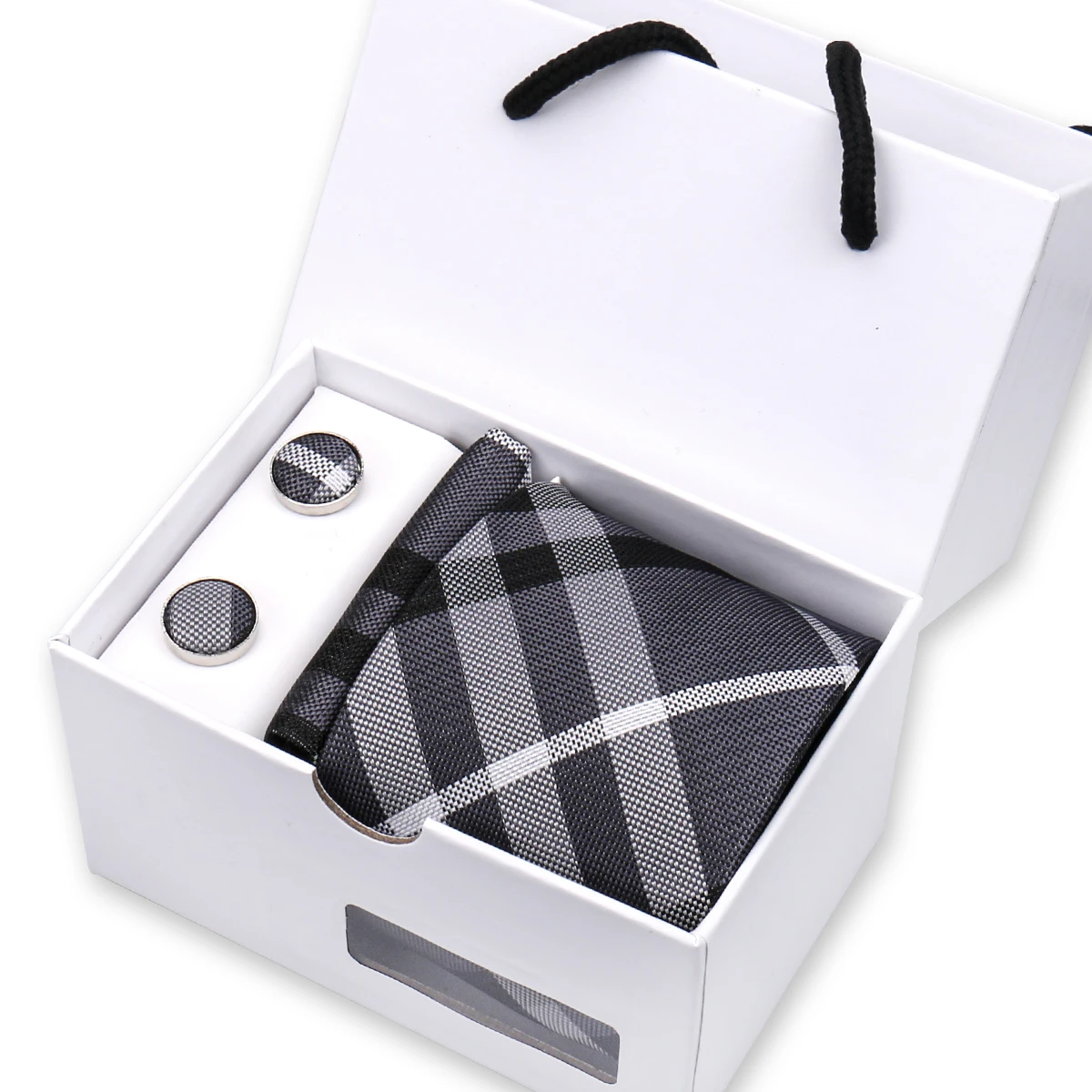 

Fashion Novelty Men's Business Tie Gift Box Striped Style Necktie Hand Chief Cuff-Link 3-piece Formal Business Occasions Wedding