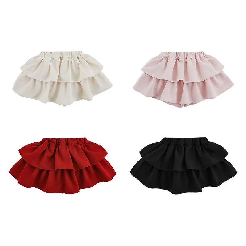 Korean Autumn Children Kids Puffy Skirts Solid  Elastic Waist Little Girls Skirts High Quality Infant Baby Girls Cake Skirts